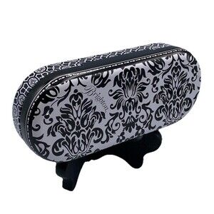 Brighton Black White Paisley Damask Tin Metal Clam Sunglasses Eye Glasses Case